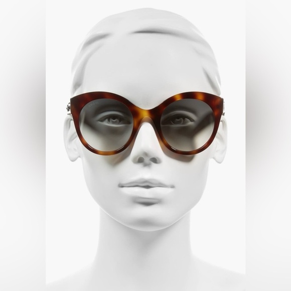 Gucci Cat Eye Sunglasses Black Gold Logo 52mm NWT Rare Colorway main image 11